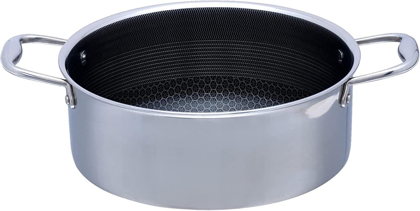 HexClad Hybrid Nonstick 5-Quart Dutch Oven with Stainless Steel Lid, Stay-Cool Handles, Dishwasher-Friendly, Oven-Safe Up to 900°F, Induction Ready, Compatible with All Cooktops