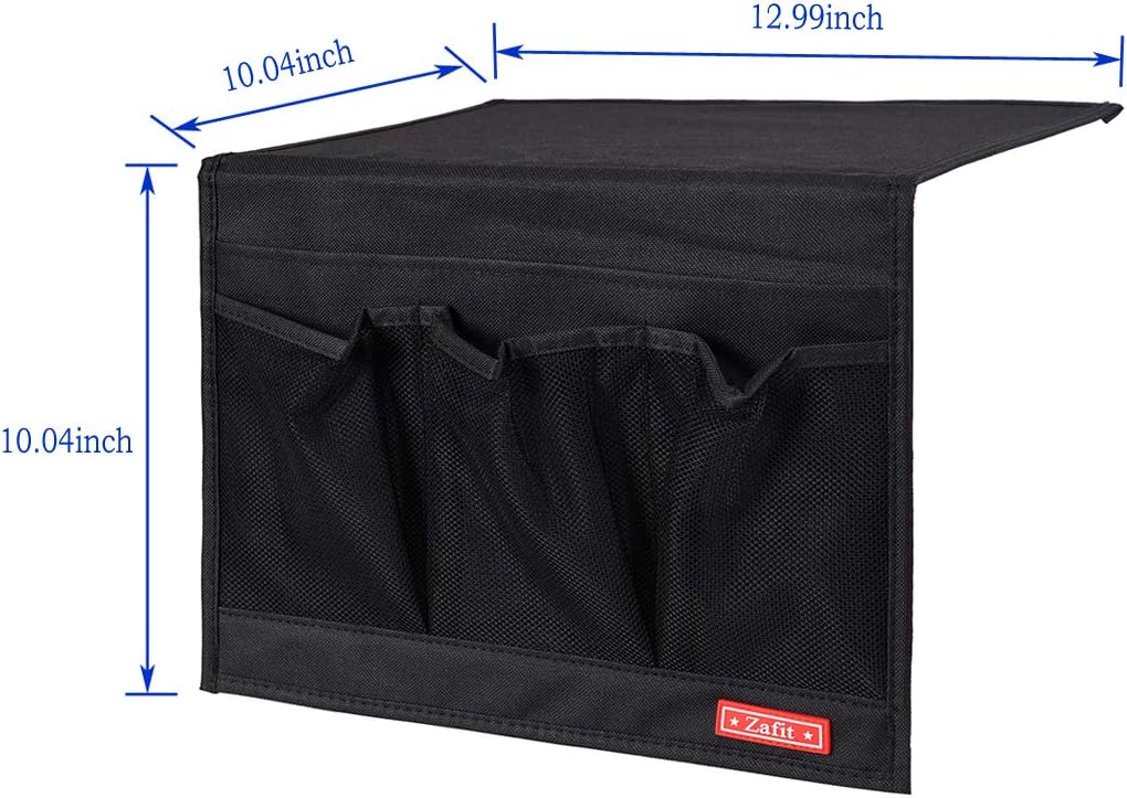 Bedside Storage Organizer - Table Cabinet Organizer Caddy for Remotes, Phone, Glasses (Classic 4 Pockets - Black)
