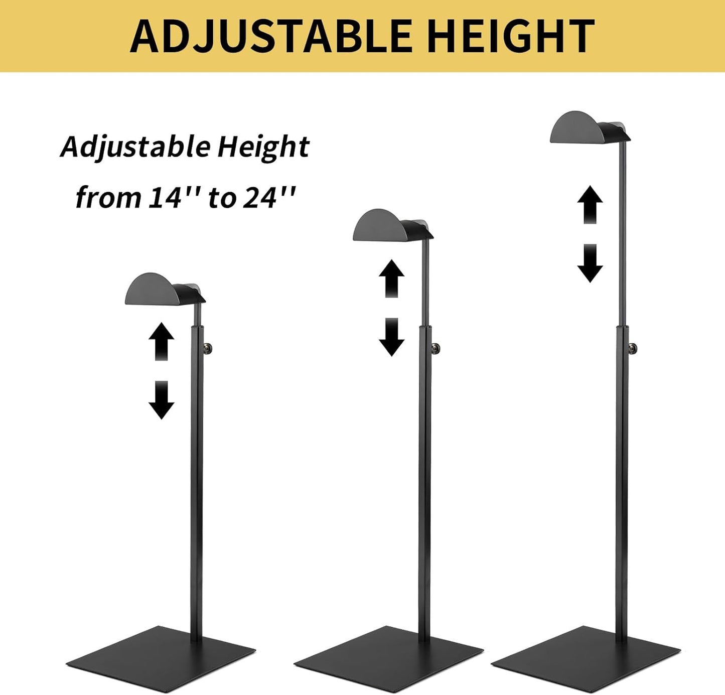 3 Pack Purse Display Stand,Black Purse Rack Stainless Steel Handbag Display Stands Height Adjustable Hook Stands,for Commercial Stores and Parties