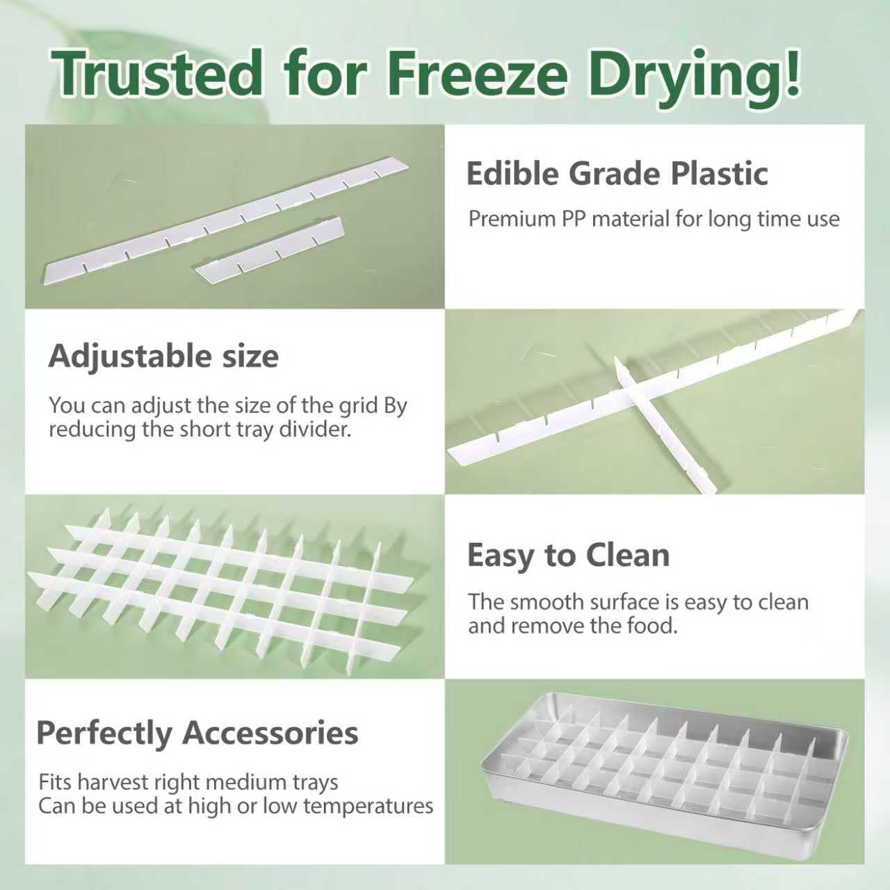 2 Sets Freeze Dryer Tray Dividers Medium, Freeze Dryer Accessories for Harvest Right, Non-Stick Dividers for Fruits, Vegetables, Meals (White)