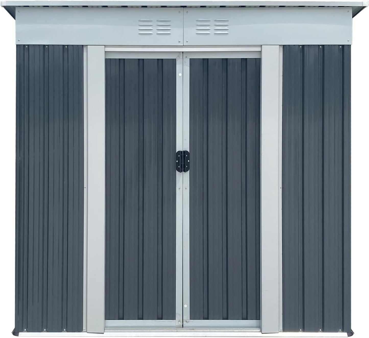 Ball & Cast 6x4FT Outdoor Storage Shed with Punched Vents,Heavy Duty Metal Sheds with Sliding Doors & Padlock,Waterproof Tool Sheds for Garden,Backyard,Lawn,Easy to Assemble,Grey