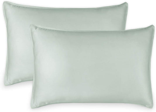 Queen Pillowcases by Pure Bamboo, Genuine 100% Organic Viscose Derived from Bamboo, Luxuriously Soft & Cooling, Double Stitching, Envelope Closure (2 Queen Pillowcases, Sea Glass)