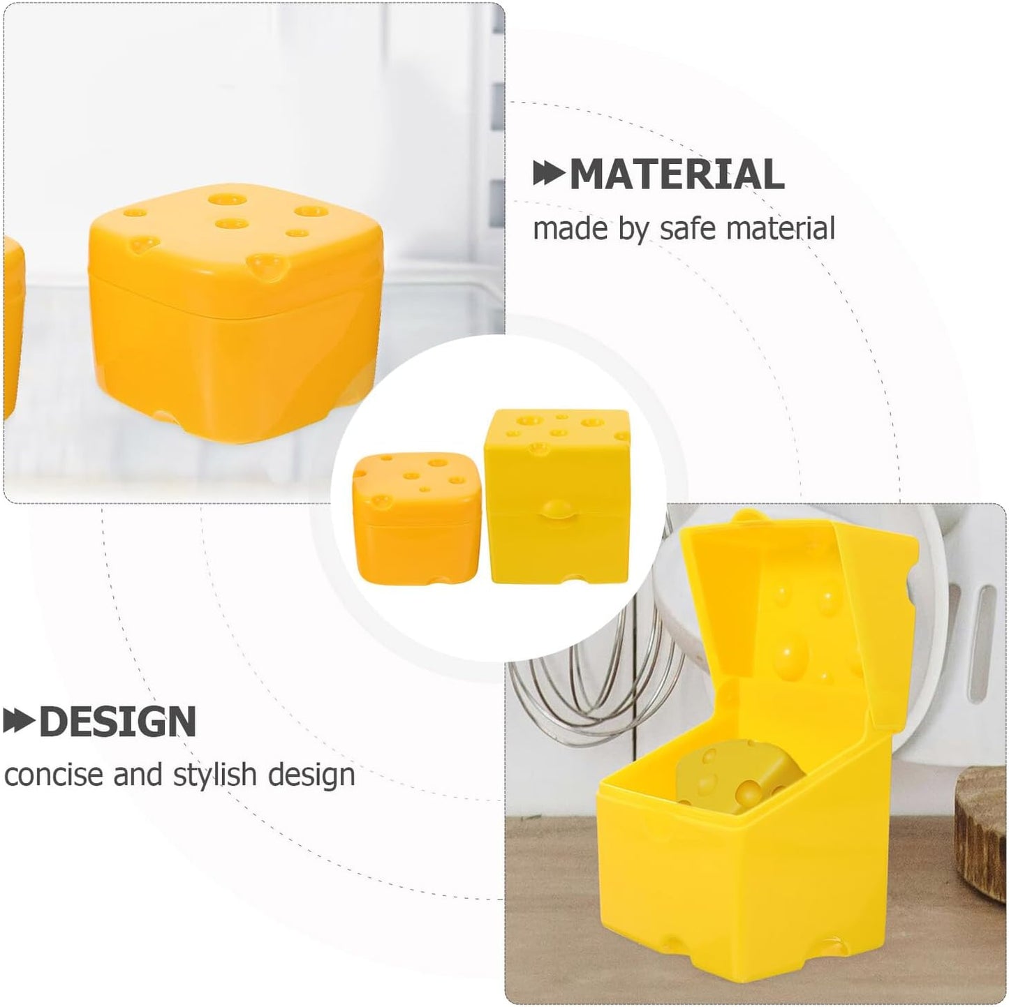 2pcs Cheese Storage Containers with Sealing Lid Abs Fridge Boxes for Sliced Cheese and Butter Household Crisper Bins for Freshness Preservation and Kitchen Organization