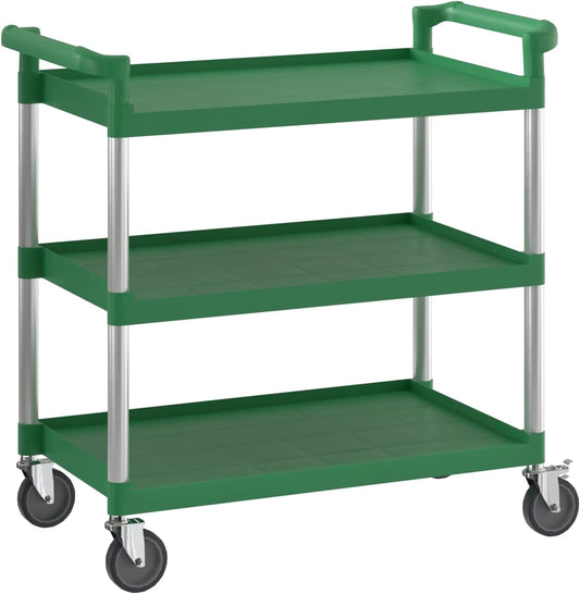 Green Utility/Bussing Cart with Three Shelves - 42" x 20"