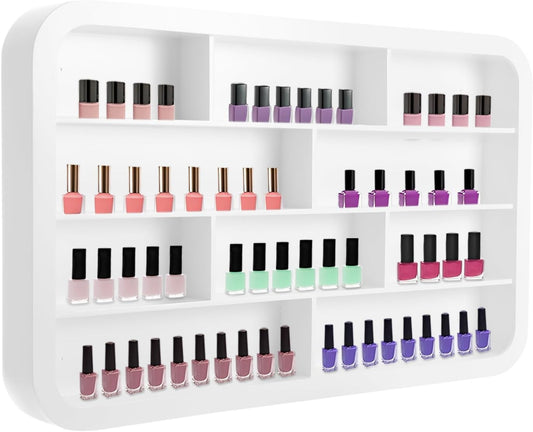 Wall Mounted Nail Polish Racks 4 Tier Hanging Nail Polish Storage Holder Cosmetic Display Stand Nail Polish Shelf Organizer for Home Salon Business Spa