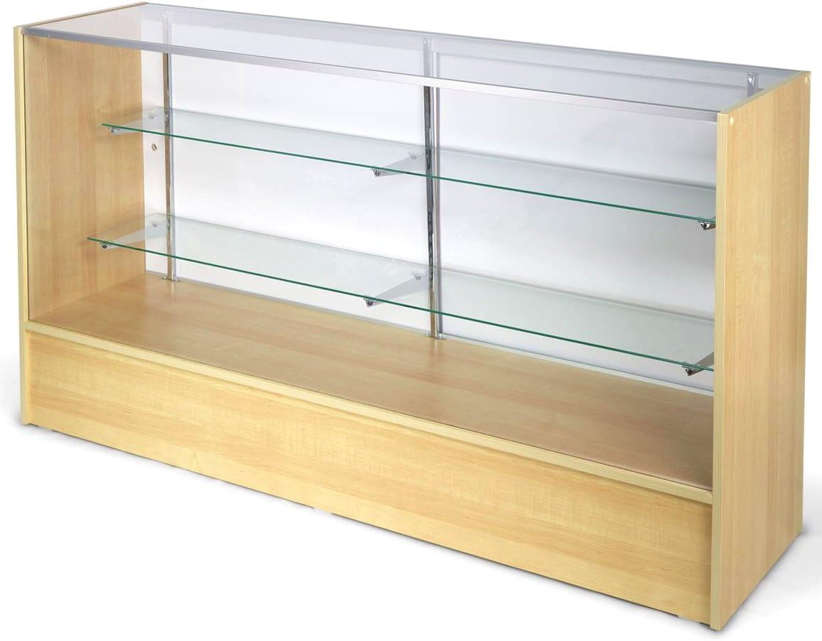 Only Hangers Full Vision Display Showcase, Collectible Display 72 Inches Wide - Maple