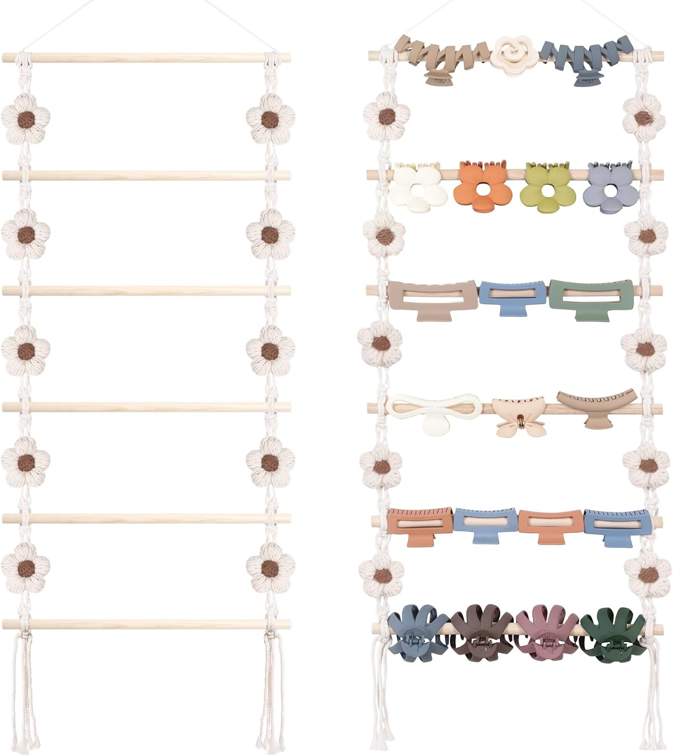 SNOWSTAR Flower Hair Claw Clip Organizer,Hanging Hair Clip Holder and Storage for Women Girls,Claw Clip Hanger Home Decor for Wall,Door,Closet