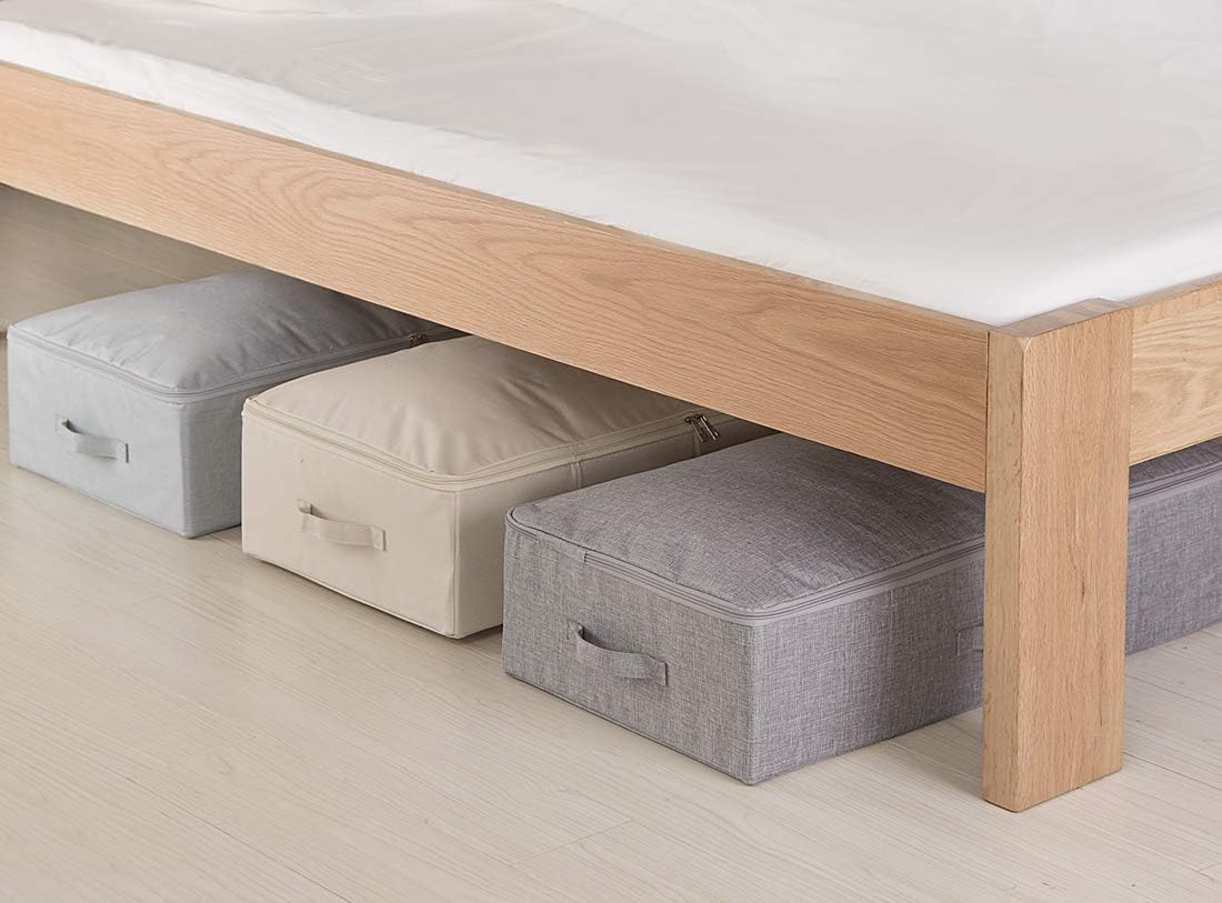 iwill CREATE PRO Pack of 2, Collapsible Rigid Storage Baskets for Underbed Organizer, Good for Clothing, Shoes, Bedding in Wardrobe, College Dormitory, Apartment Shelves Use, Beige