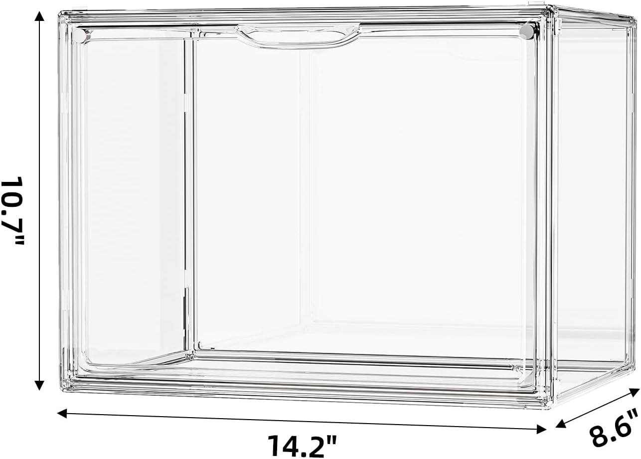 Purse Organizer for Closet, Handbag Storage Organizer Stackable Display Box with Magnetic Door, Acrylic Display Case for Collectibles, Closet Storage Bins for Figures, Wallet, Dolls