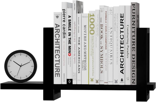 Adjustable Desktop Bookshelf, Retro Tabletop Bookshelf, Desk Shelf for Top of Desk in Living Room, Home, Office, Perfect for Magazine, Books, Cookbooks, No Tools Required to Assemble (Black)