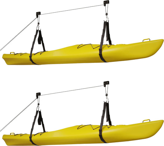 RAD Sportz Kayak Storage Hoists - Overhead Pulley Hoist Systems with 125lb Capacity Each for Canoes, Bikes, Ladders, and More
