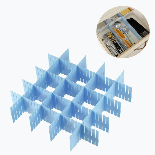24pcs freely adjustable drawer dividers for organizing messy clothes, cosmetics, stationery, tableware, daily sundries, suitable for kitchen, living room, bathroom, study, office (blue)
