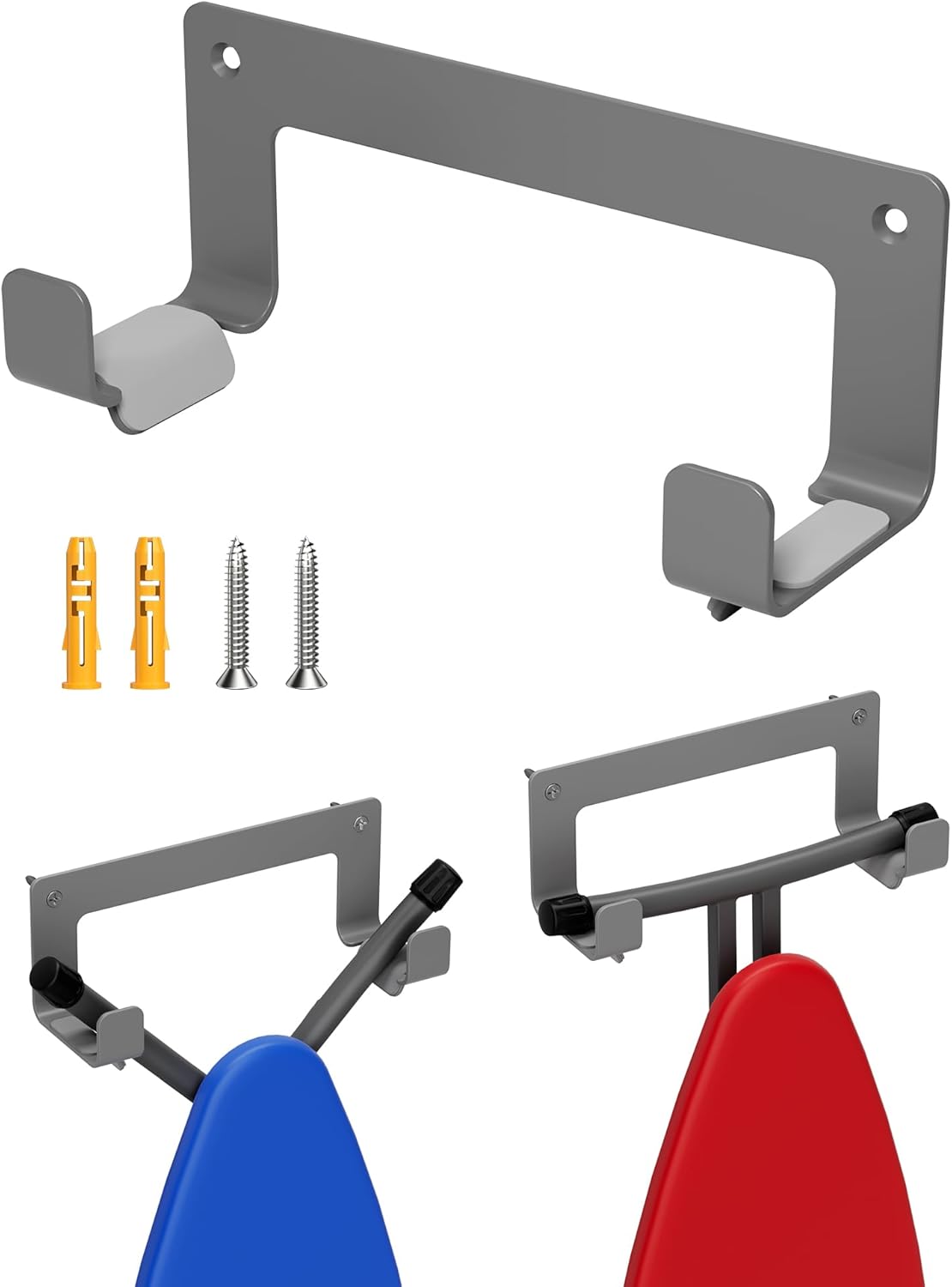 Ironing Board Hanger Wall Mount Stainless Steel, Y T Leg Ironing Board Holder Wall Mount for Laundry Room, Iron Board Hooks for Wall Heavy Duty Grey