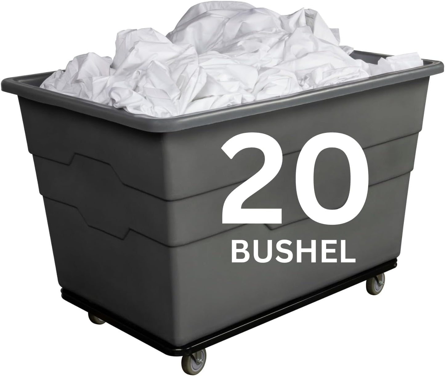 Commercial 20 Bushel Utility Cart with Steel Base, Poly Box Basket Truck, Laundry Cart, and Rolling Trash Bin, 51.5-Inch x 35.5-Inch x 36-Inch, 1000 Pound Weight Capacity, Gray
