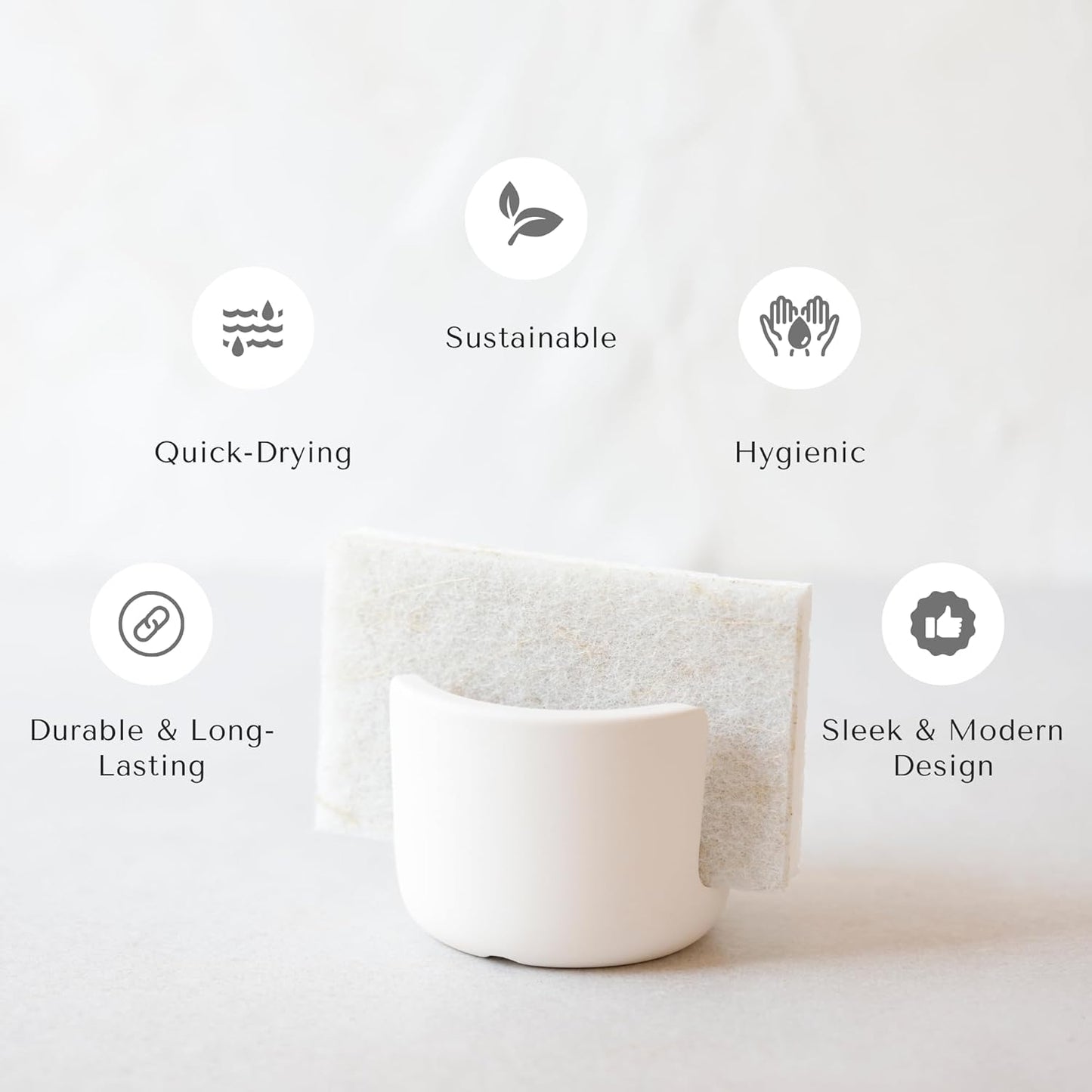 Selegna Diatomite Stone Sponge Caddy – Quick Drying Diatomaceous Earth Sink Organizer – Instant Drying Kitchen Sponge Holder for Sink – Compact Large Stone Sponge Holder