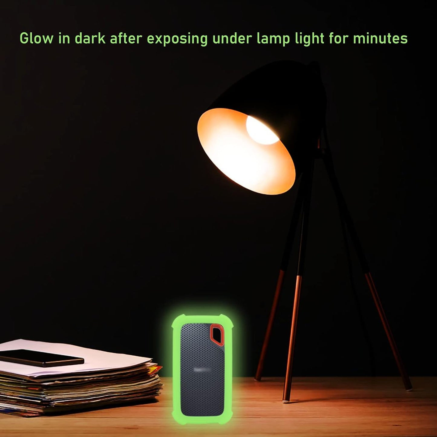 LEFXMOPHY E61 Cover Case Replacement for SanDisk Extreme V2 500GB 1TB 2TB Portable External SDSSDE61 SSD - Up to 1050MB/s, Soft Silicone Portective Skin Sleeve, Green Glow in Dark