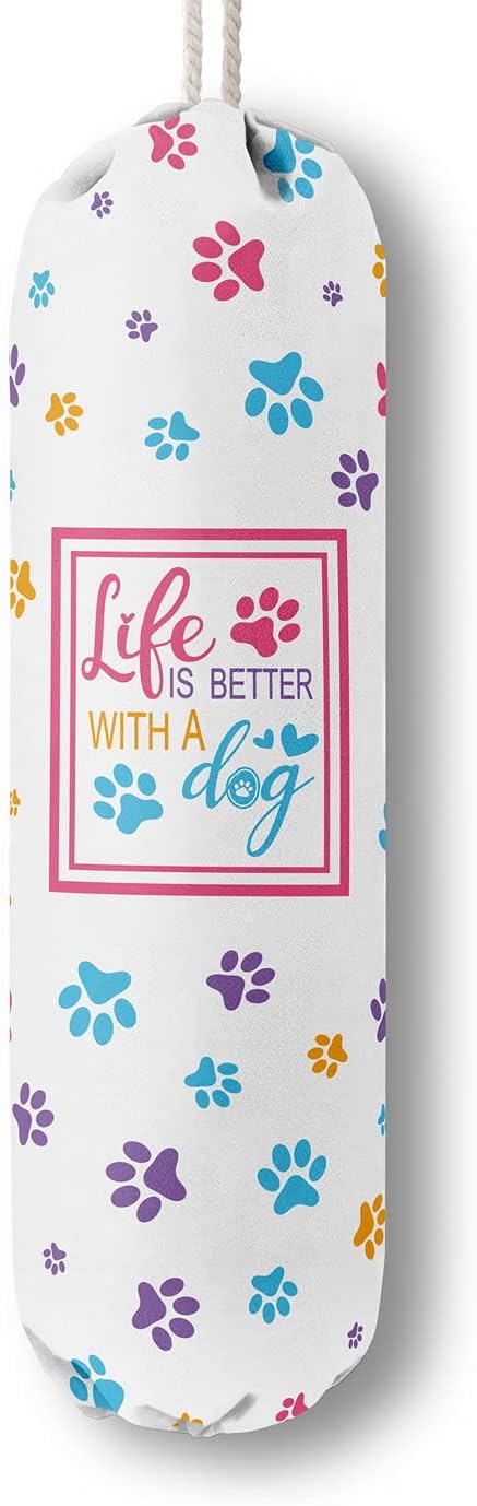 Funny Life Is Better With A Dog, Grocery Bags Holder Organizer For Shopping Bags, Wall Mount Plastic Bags Storage Container Dispensers, Gift For The Preferred Family And Friends