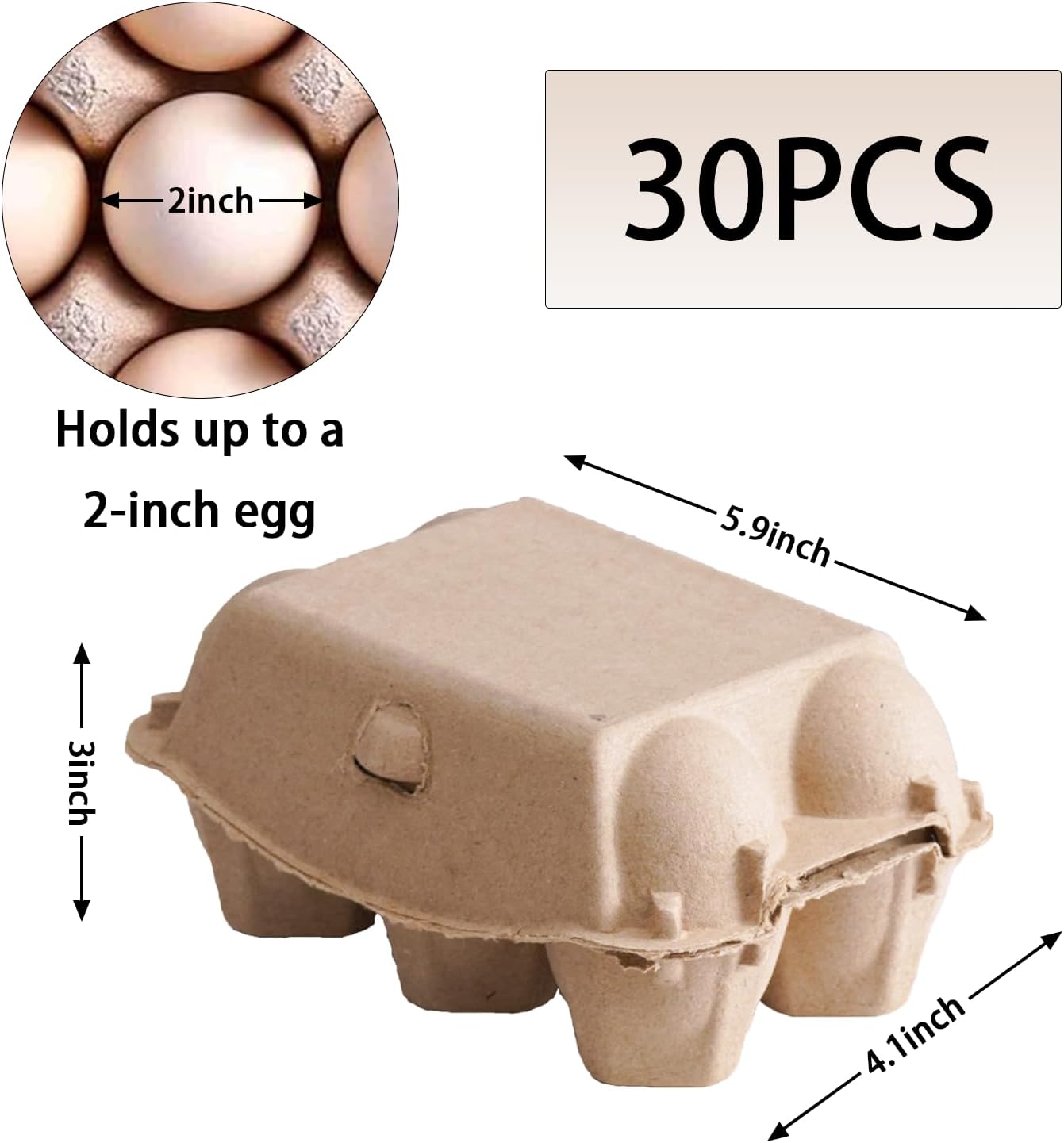 50 Pack Egg Cartons Cheap Bulk, Blank Natural Pulp Egg Carton 6 Count for Chicken Eggs, Reusable, Protects, Egg Storage Containers for Home Kitchen and Farmhouse (50 PCS 6 Count)