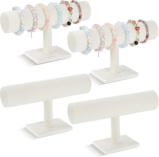 Wenqik 4 Pcs Bracelet Holder Stand Beige Velvet Bracelet Jewelry Display Holder for Vendors Scrunchies Selling Bangle Watch Hair Ties Organizer(Beige)