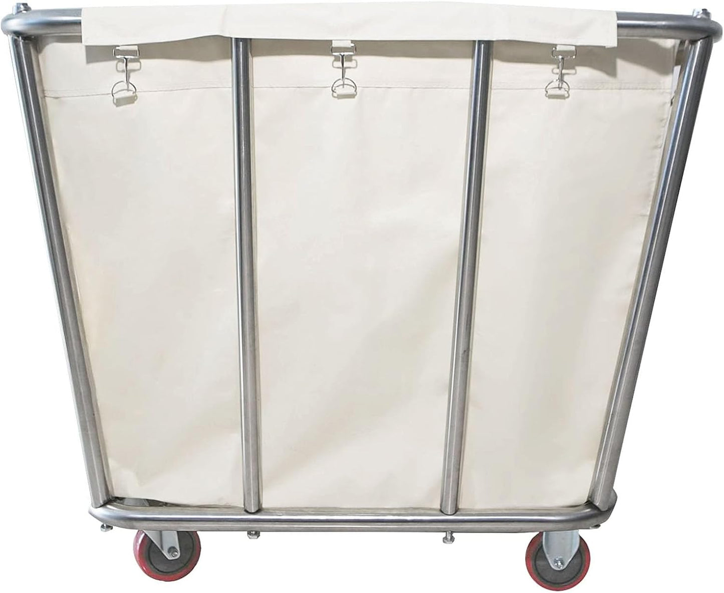 10 Bushel Laundry Cart with Wheels,Heavy Duty Industrial Rolling Commercial Home Beige Large Rolling Storage Laundry Basket, Stainless Steel Laundry Hamper Service Cart,260LBS Load