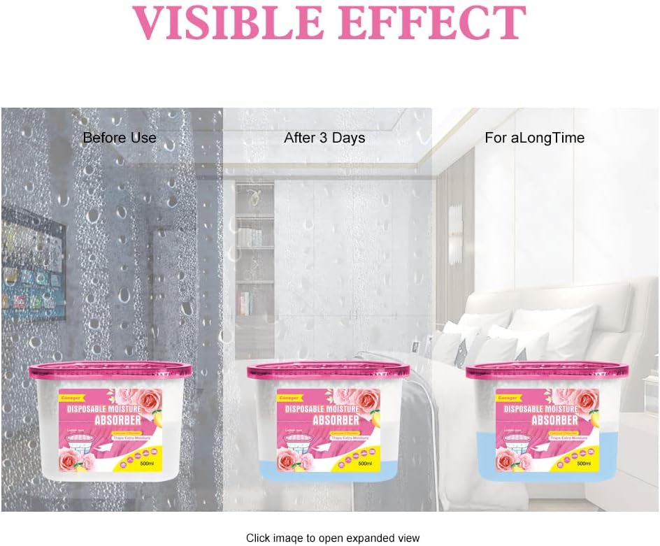 CANAGER Moisture Absorber Box, Lemon Rose-6 packs, Dehumidifier for Closet, Bedroom and Kitchen, Odor Eliminator,Moisture Absorber 12.5 oz.