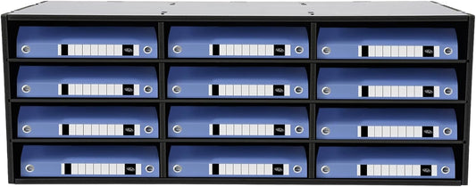 12 Compartments Literature Organizer, Desktop File Sorter Mail Center Paper Storage Cabinet Classroom Mailbox for Files Documents Papers Magazines(White) (Black 12 Slots)
