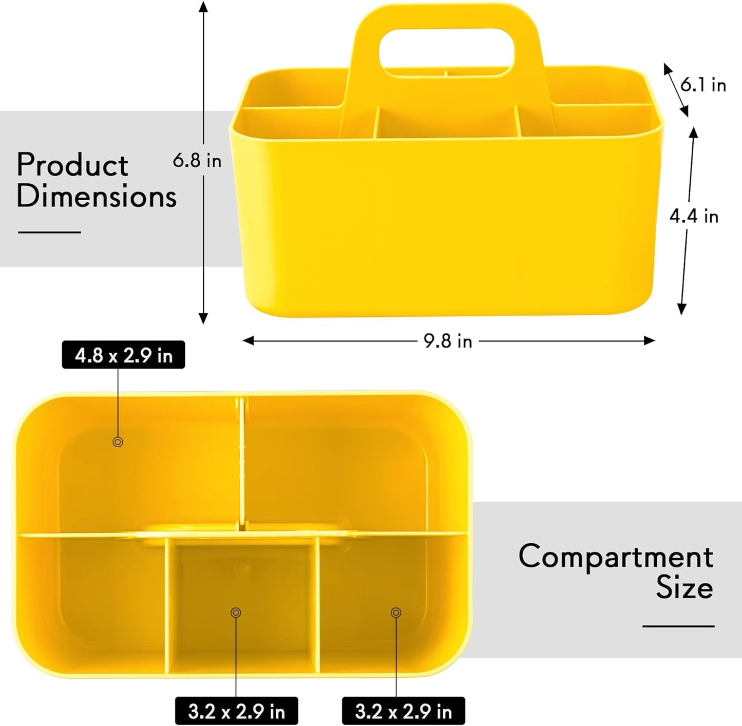 Tiawudi 2 Pack Caddy Organizer with Handle, Portable Plastic Caddy, Storage Organization for Cleaning, Bath, Makeup, Art, Craft, Stationery, Classroom and Office, Tote Organizer
