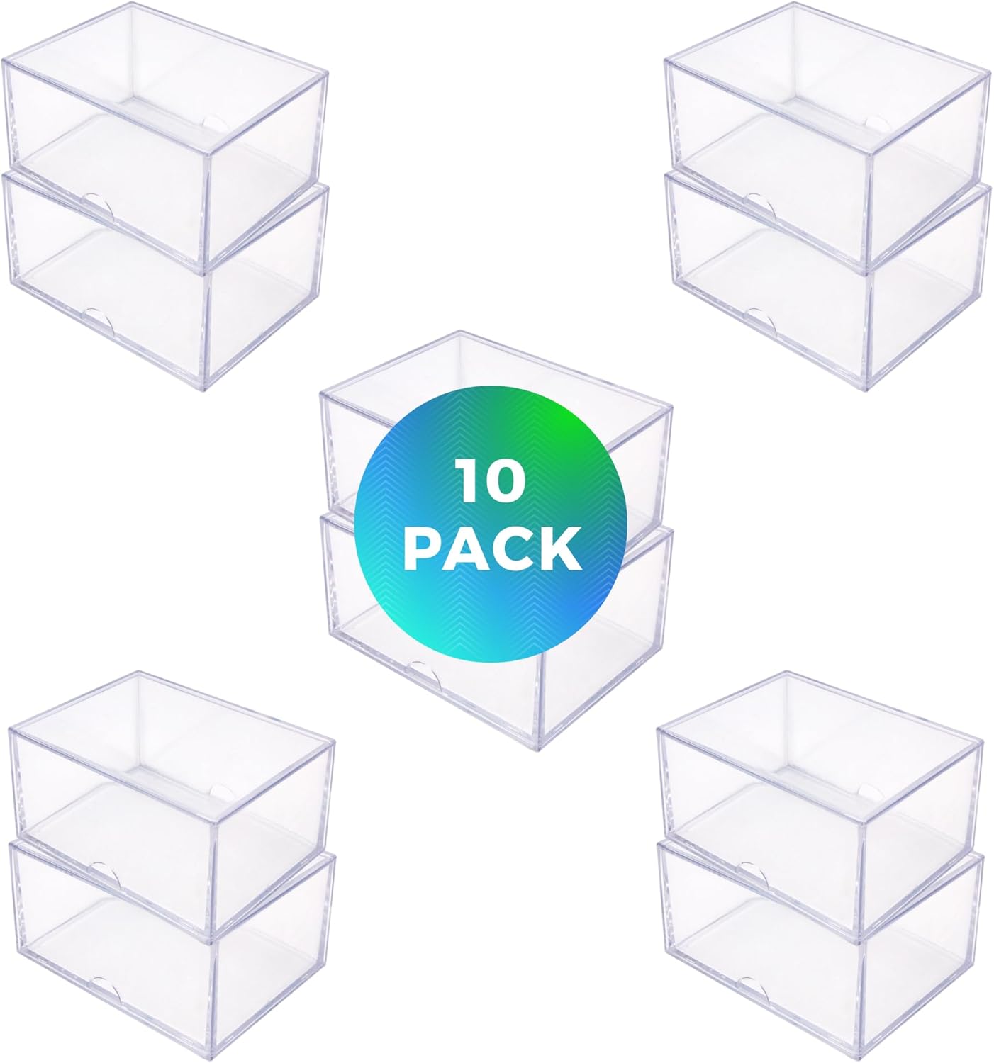 10 Pack Clear Acrylic Card Storage Boxes with Lids – 3 1/2" L x 2 1/2" W x 2" H Baseball Card Storage Box, Sports Card Boxes and Magic Card Storage Box, Playing Card Case – Made in USA