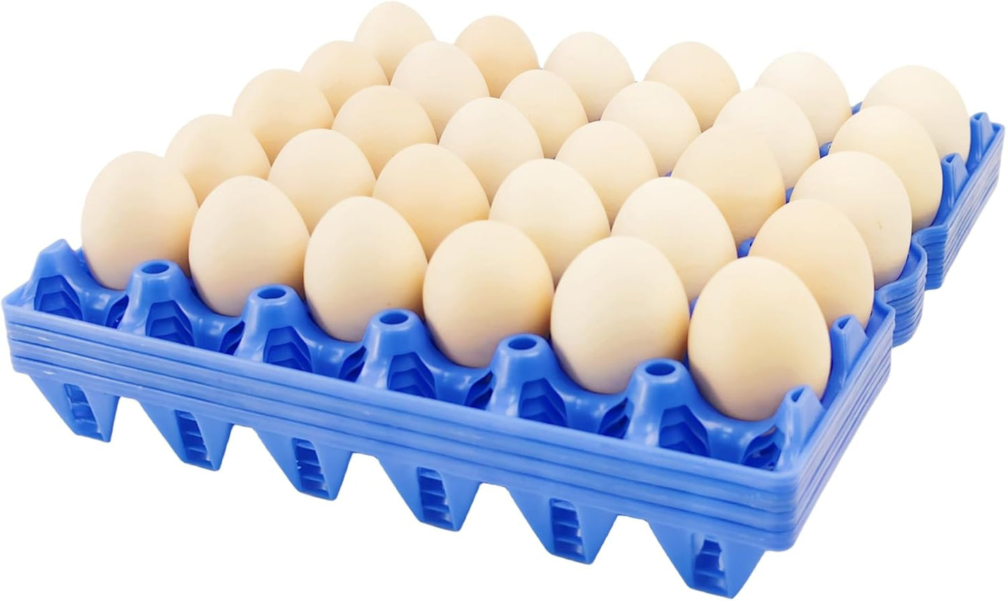 4-Pack Blue Rectangular Plastic Egg Tray, Stackable Egg Crates, 30-Egg Capacity, Modern Style, Reusable, Dishwasher Safe