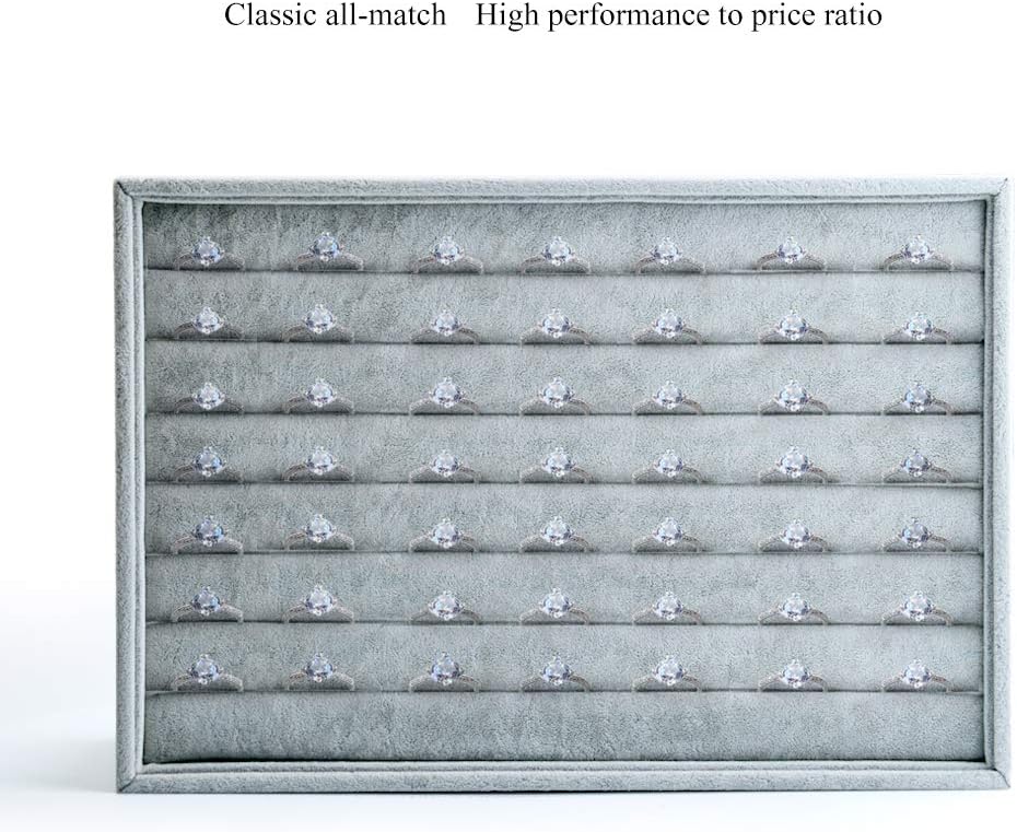 Oirlv Velvet 7 Slots Ring Earrings Studs Tray Showcase Display Jewelry Organizer