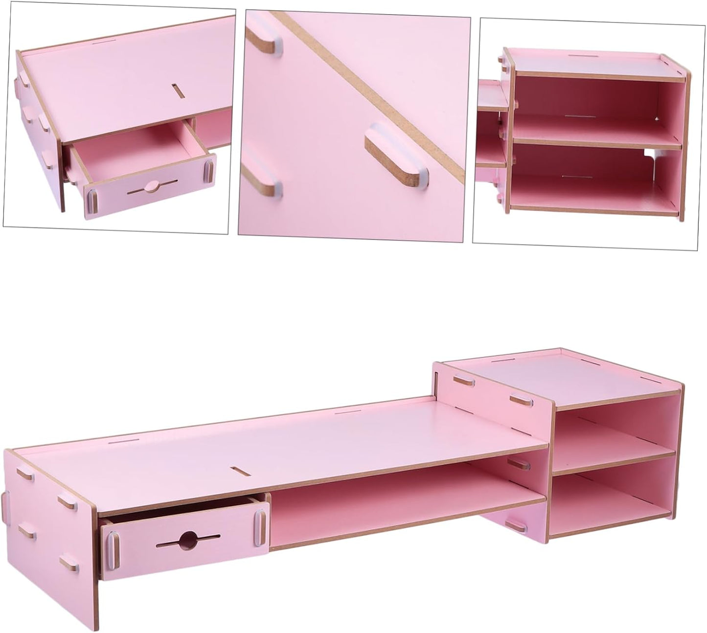 Angoily Creative Pink Monitor Riser Stand with Drawer Multifunctional Desktop Organizer for Office Desk Storage and Computer Display Elevation