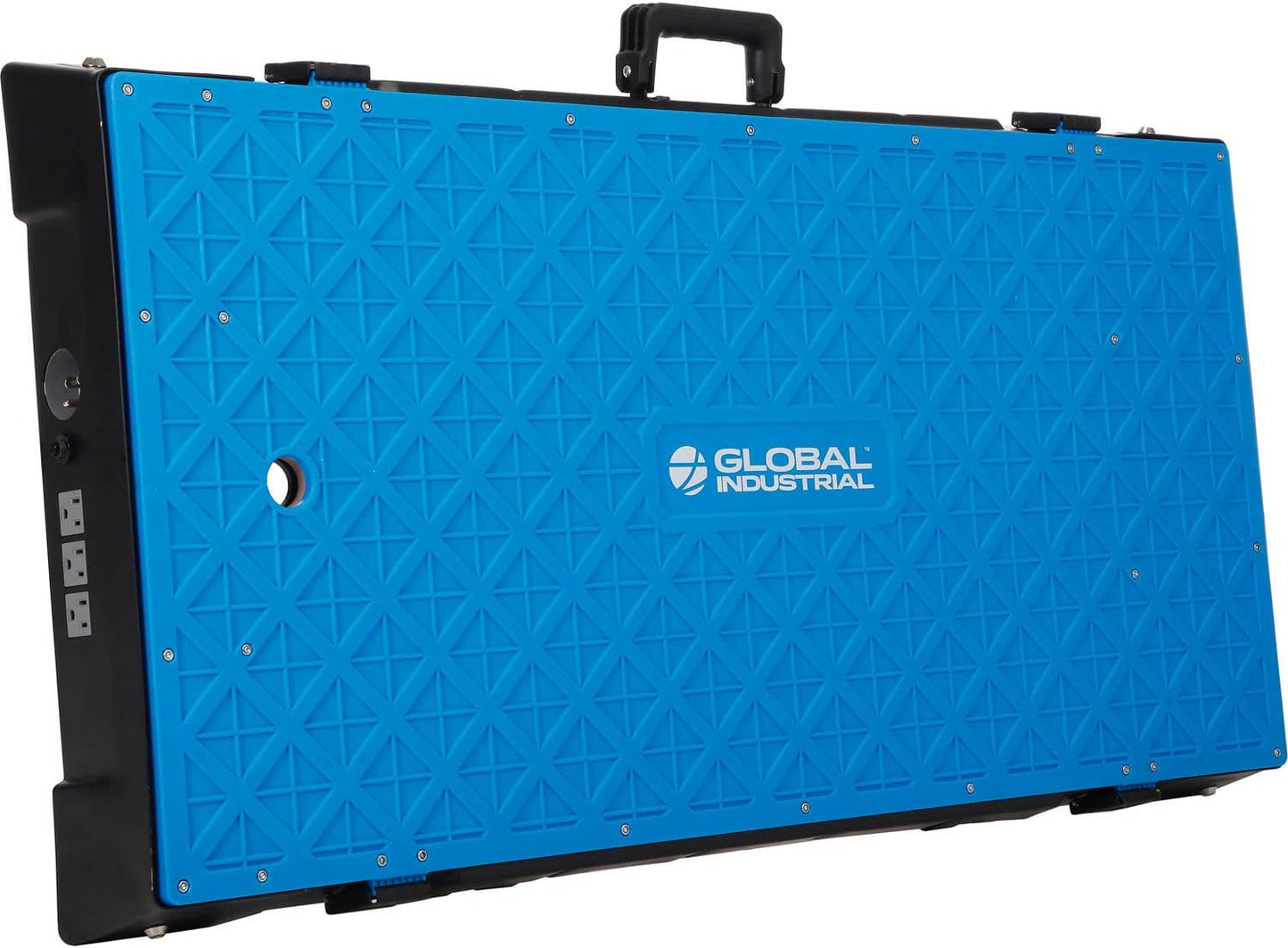 Global Industrial 4-in-1 Multi-Purpose Portable Workbench with Power Strip, All-in-One Workbench, Dolly, Creeper, and Platform, Plastic Top with Steel Legs