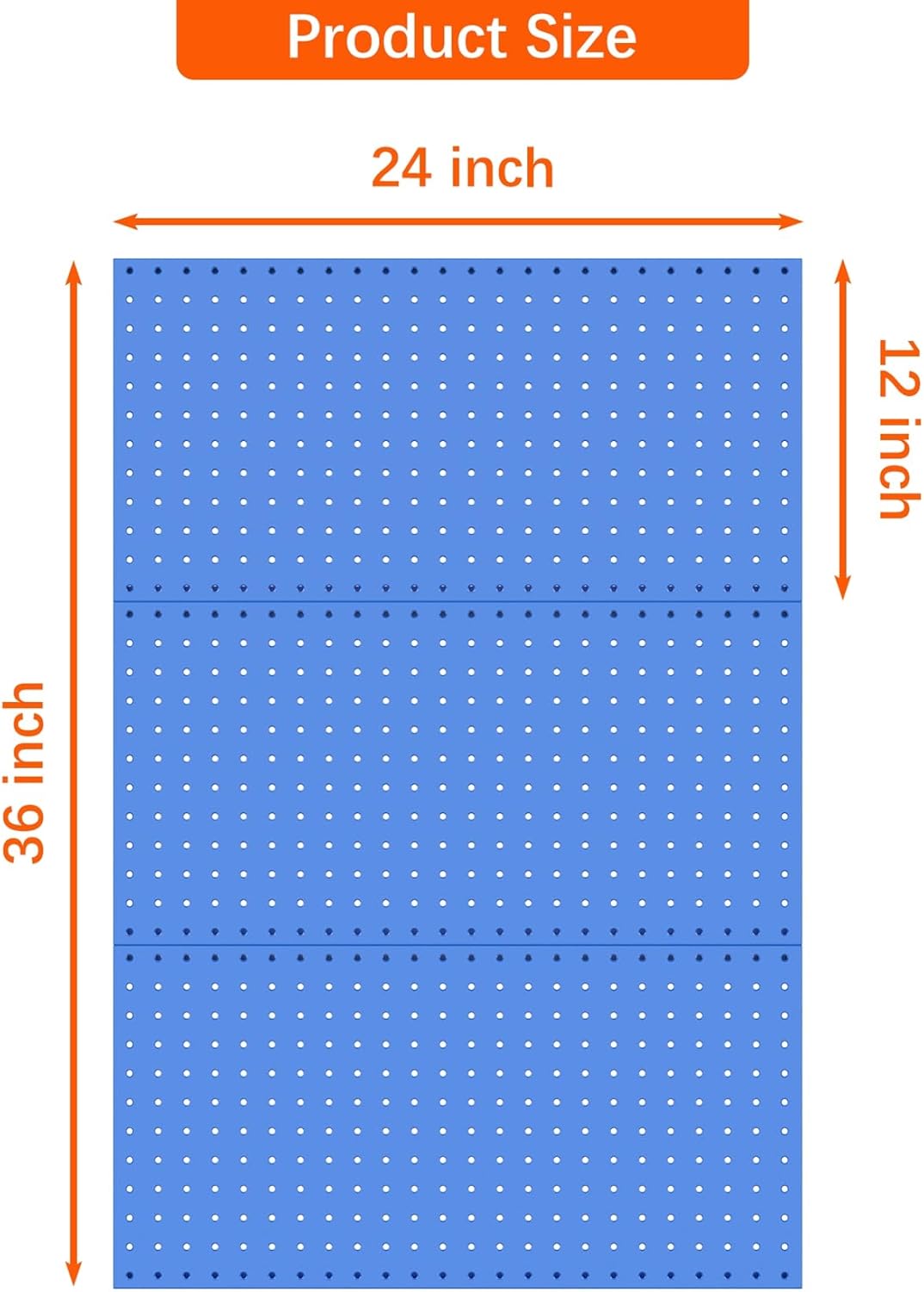 TORACK 3 PCS Metal Pegboard Panels(12x24 inch) for Wall Garage Utility Tools Storage Pegboard for Workbench, Modular Peg Board Tool Organizer Board Kit(Pack of 3, Blue)