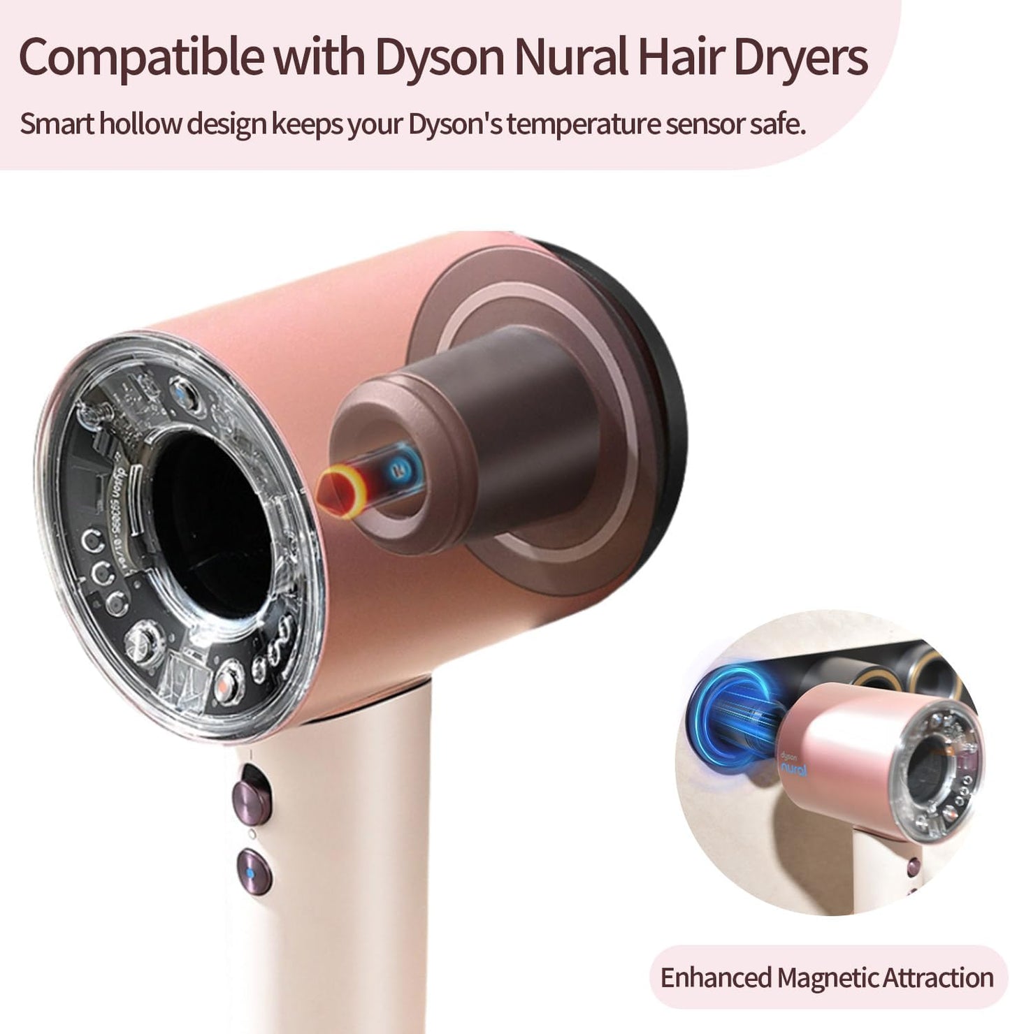 Dyson Hair Dryer Holder Wall Mount, UEMUSI Dyson Blow Dryer Holder for Bathroom, Durable Aluminum Alloy Hair Dryer Wall Mount Hanger Organizer for Dyson Supersonic Magnetic Design with Cord Hook Black