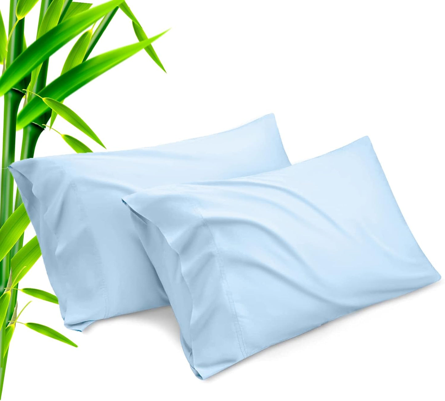 Pillow Cases Standard Size 2 Pack, Bamboo Rayon Cooling Pillowcases with Envelope Closure, Cool Breathable Pillow Case for Hot Sleepers & Night Sweats, 20x26 inches, Aqua Blue