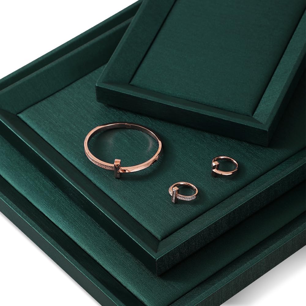 Jewelry Display For Selling, Leather Tray,Premium Green Jewelry Flat Tray,Mens Jewelry Tray For Jewelry Store Display