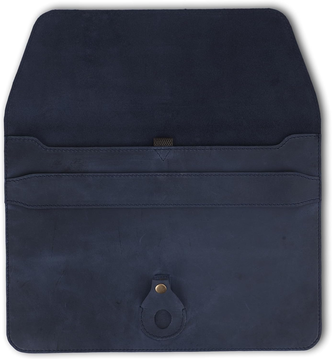 Genuine Leather Laptop Sleeve 13–14 Inch, Slim Laptop Case Compatible with Mac Pro 13 (M3, M2, M1 Chip) Mac Air 14 Surface 13.5 XPS 13/14 Yoga/IdeaPad, Blue Envelope Bag with Pen Holder
