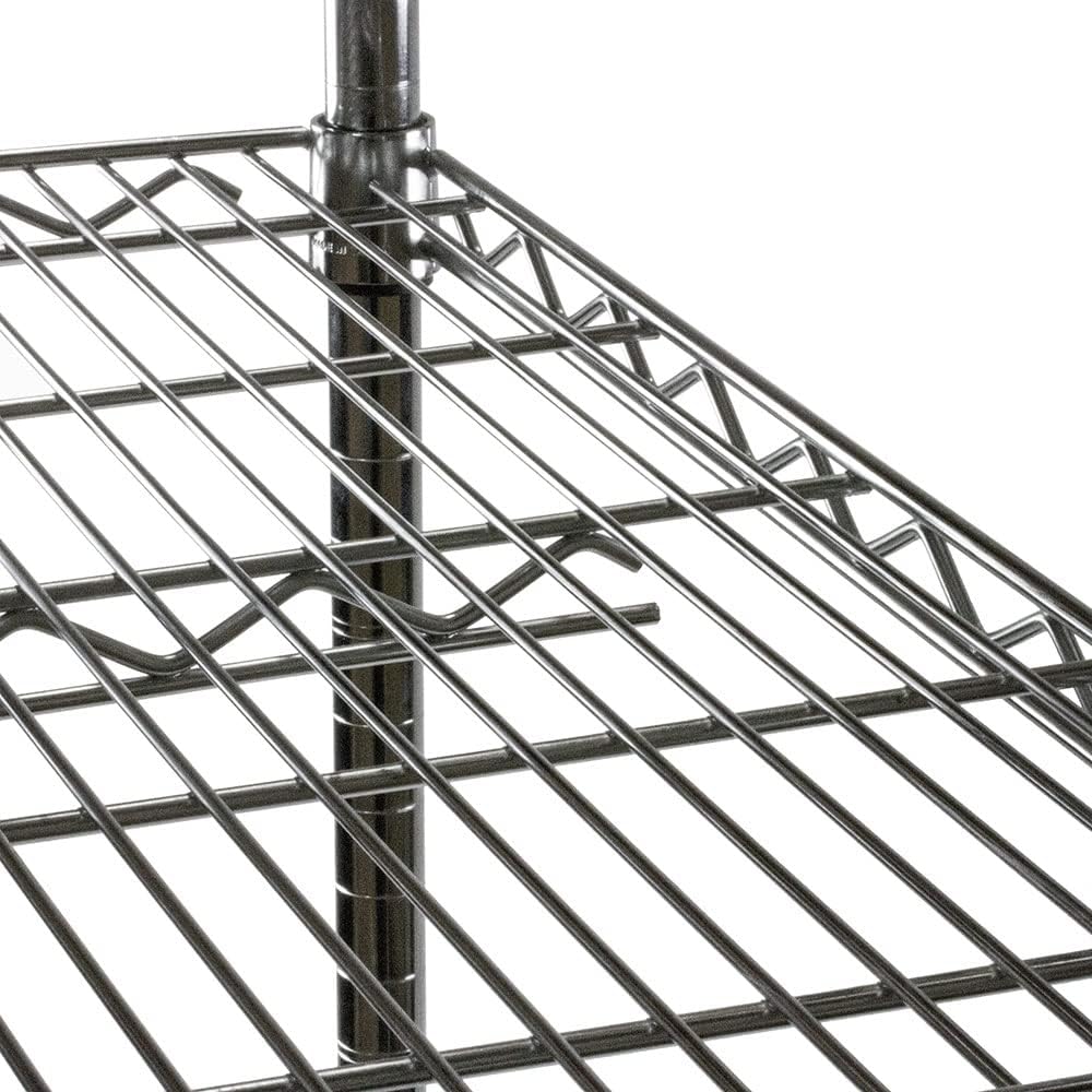 Shelving Inc. 8" d x 42" w x 54" h Black Wire Shelving with 5 Tier Shelves, Weight Capacity 300lbs Per Shelf