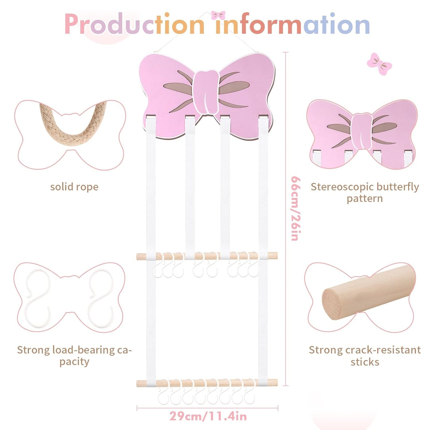 POVETIRE Headband Holder - Bow Hair Accessories Organizer, Storage Wall Hanging Display for Nursery, Toddler Girls Room