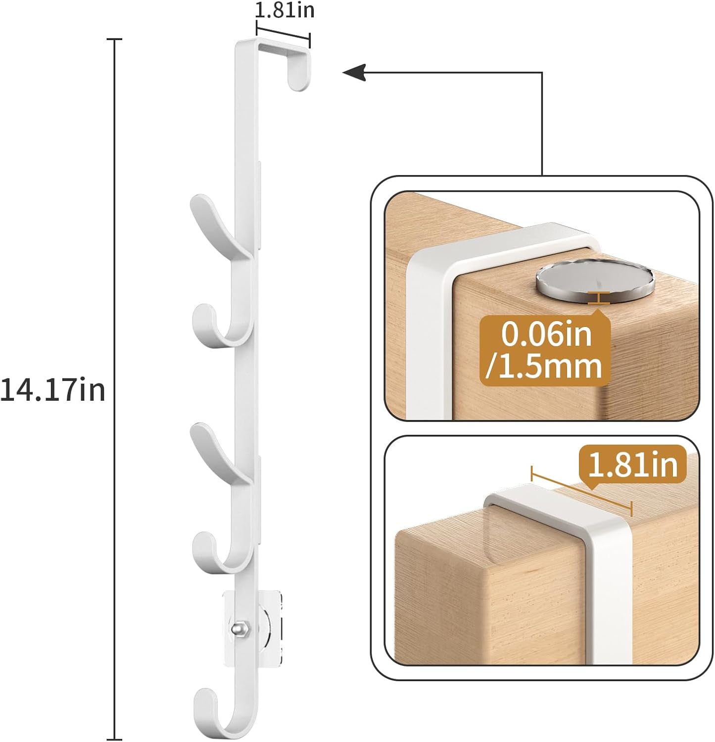 Over The Door Hooks, Metal Door Hooks for Hanging, Over The Door Purse Organizer for Coat Hanger, Back of Shower Door for Hanging Towel Rack Clothes, Hat, Bathroom, Closet (White-3Packs)
