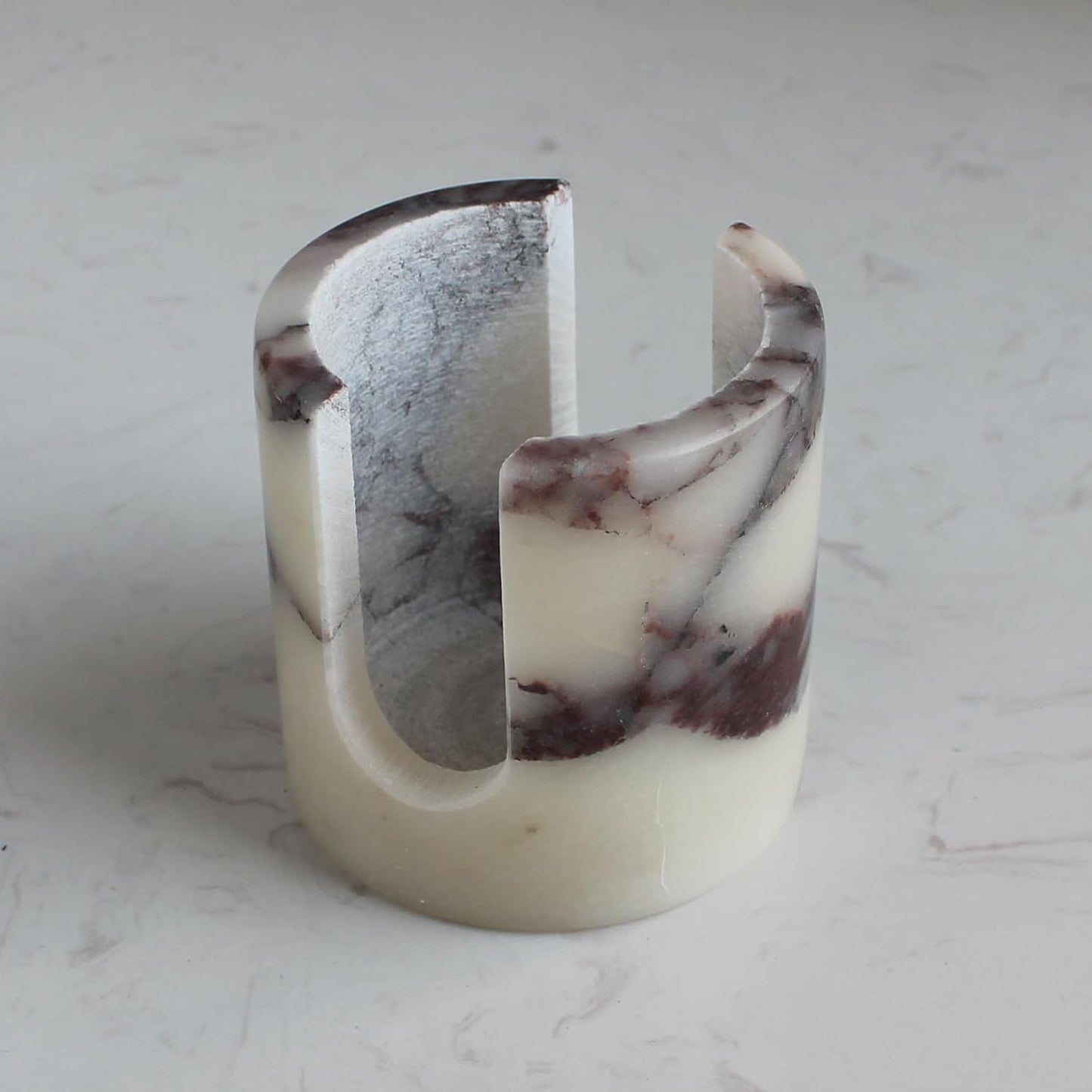 Natural Travertine Marble Sponge Holder for Kitchen Sink, Drying Rack, Compact Sink Caddy Organizer - Calacatta Viola Marble