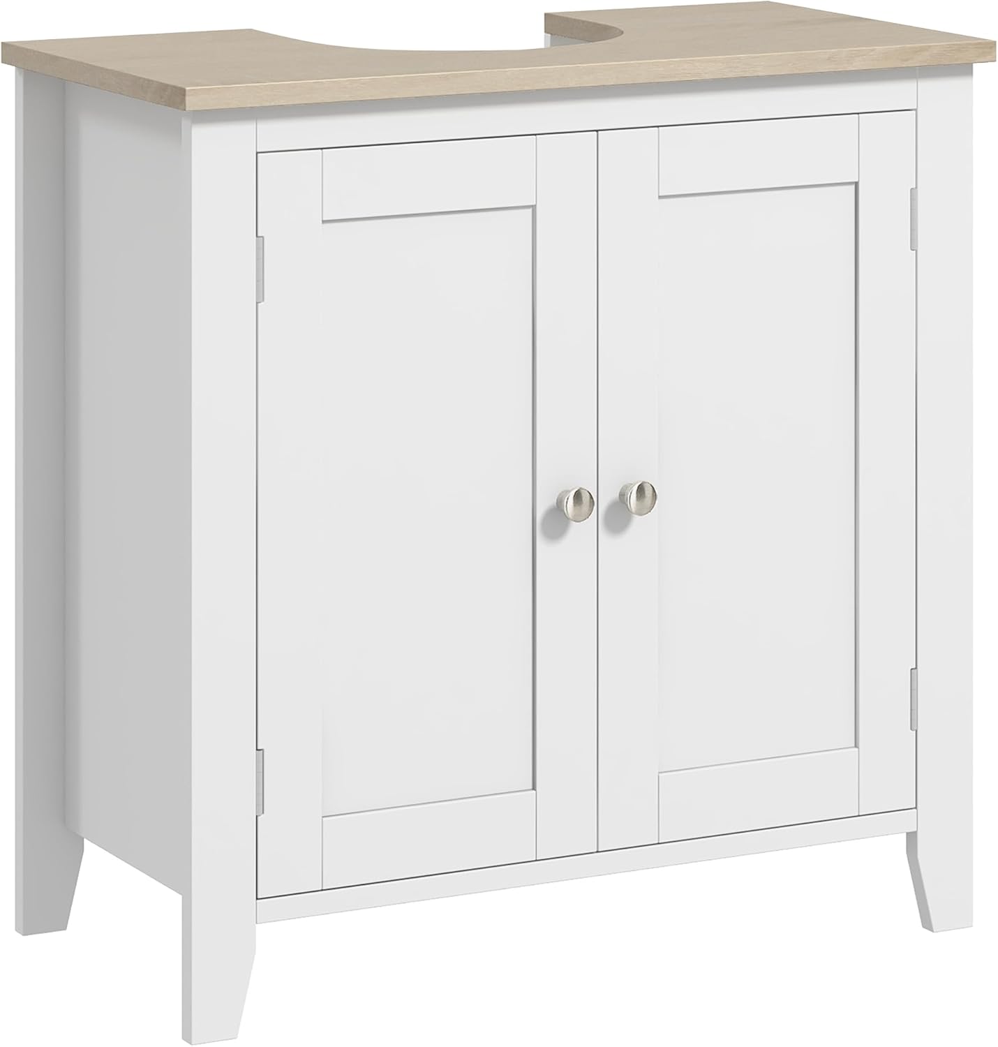 kleankin Pedestal Sink Storage Cabinet, Under Sink Cabinet with U-Shape and Adjustable Internal Shelf, White