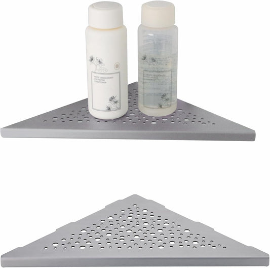 Brushed Nickel 10’’ Corner Shower Shelf Bathroom Shower Shelves, 2 Pack Triangular 304 Stainless Steel Shower Corner Shelf for Tiled Walls, No Drilling