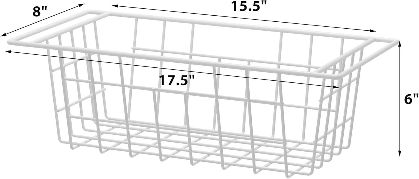 Chest Freezer Organizer Bins, Deep Freezer Basket Storage Rack Bins Wire Metal Baskets with Hanging Handles 17.5" 2Packs