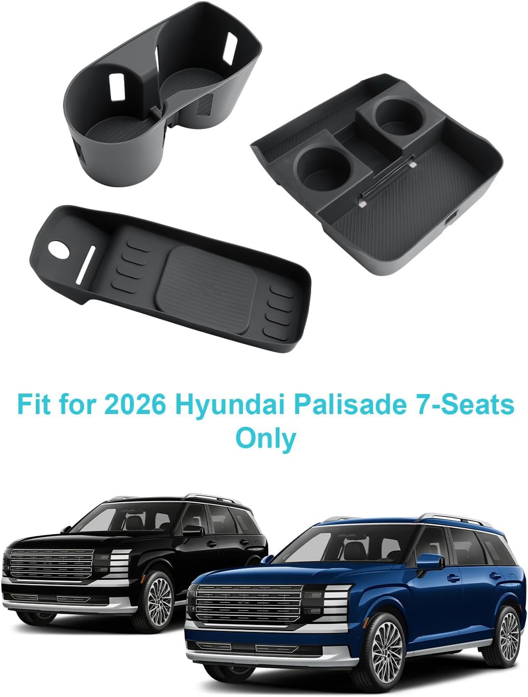CDEFG 3Pcs for 2026 Hyundai Palisade Center Console Organizer, for 2026 Hyundai Palisade Accessories Lower Console Organizer Wireless Charging Mat