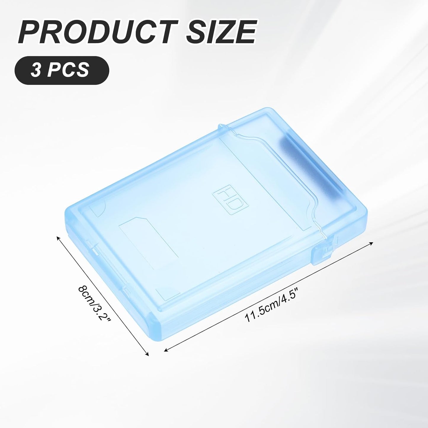 PATIKIL 4.5" x 3.2" Hard Drive Disk Case, 3Pcs Plastic Hard Disk Storage Box Portable Anti-Static Case for 2.5" External SSD HDD, Blue