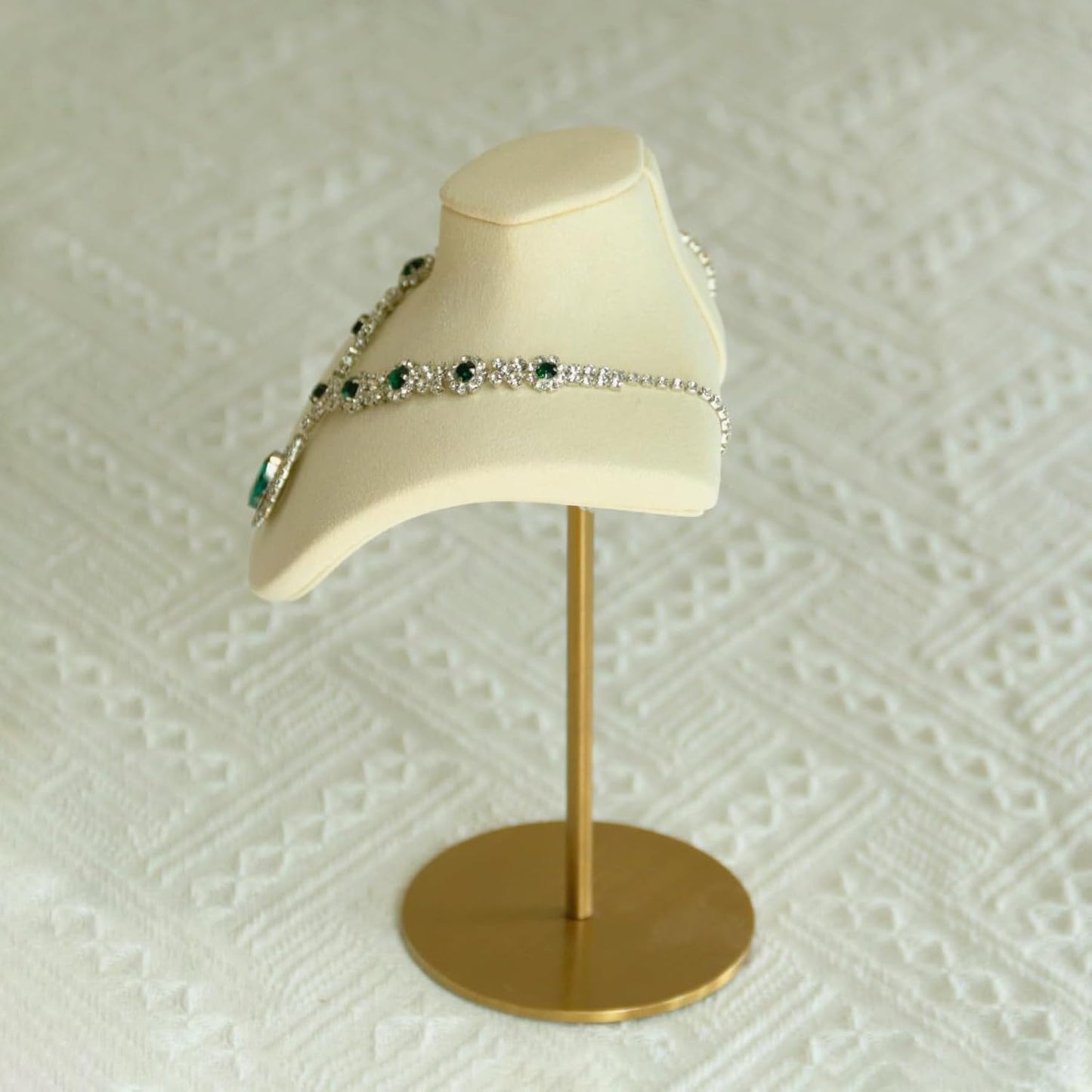 Necklace Display Stand For Selling Velvet Chain Jewelry Bust Holder Organizer With Stainless Steel Stand Jewelry Display