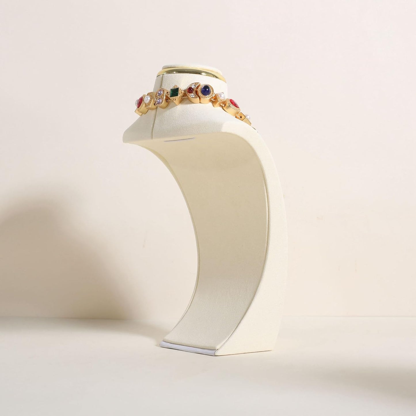 velvet necklace display stand, necklace display holder for selling, bust jewelry display, necklace mannequin display stand【Cream-Small】