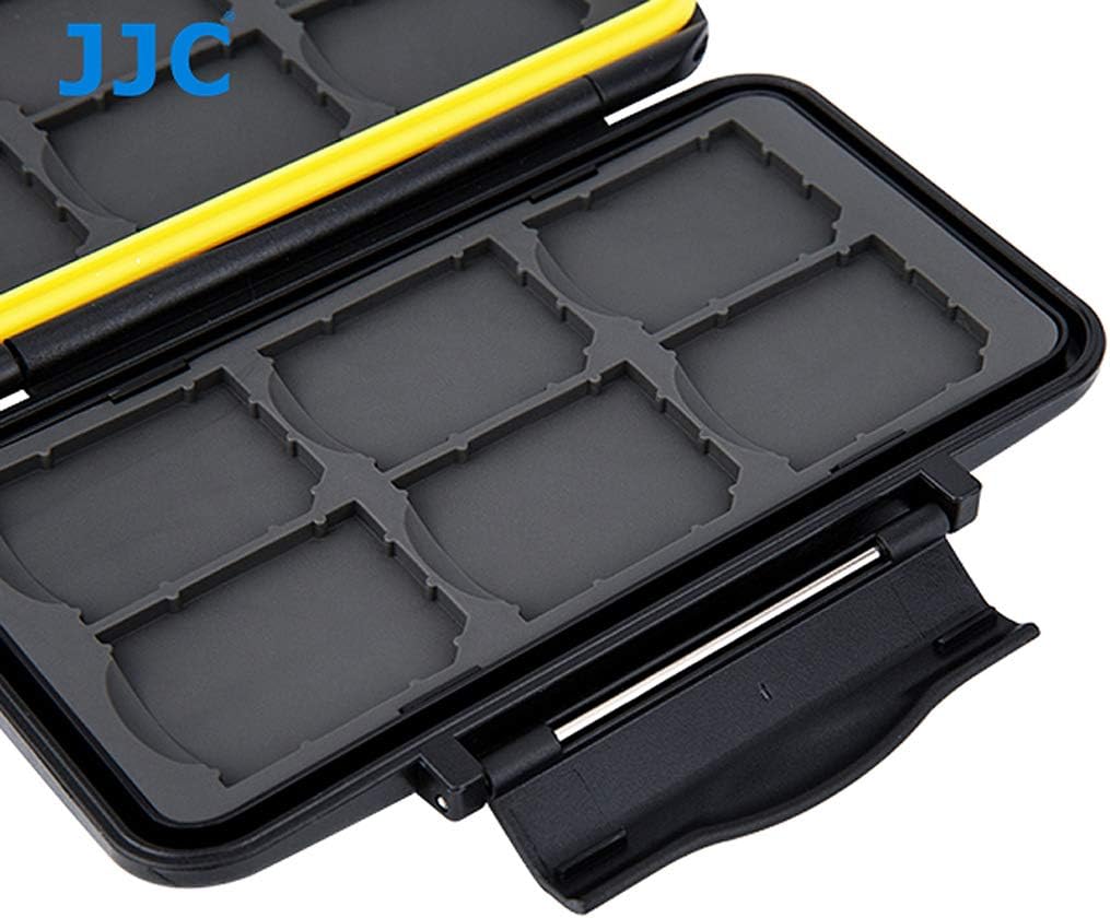 JJC MC-SD12 Ruggard SD Card Case, Shockproof SD Card Case, Water-Resistant SD Card Case, Rubber Sealed Ergonomic Locking Easy Carrying Memory Card Case Fits 12 SD Cards