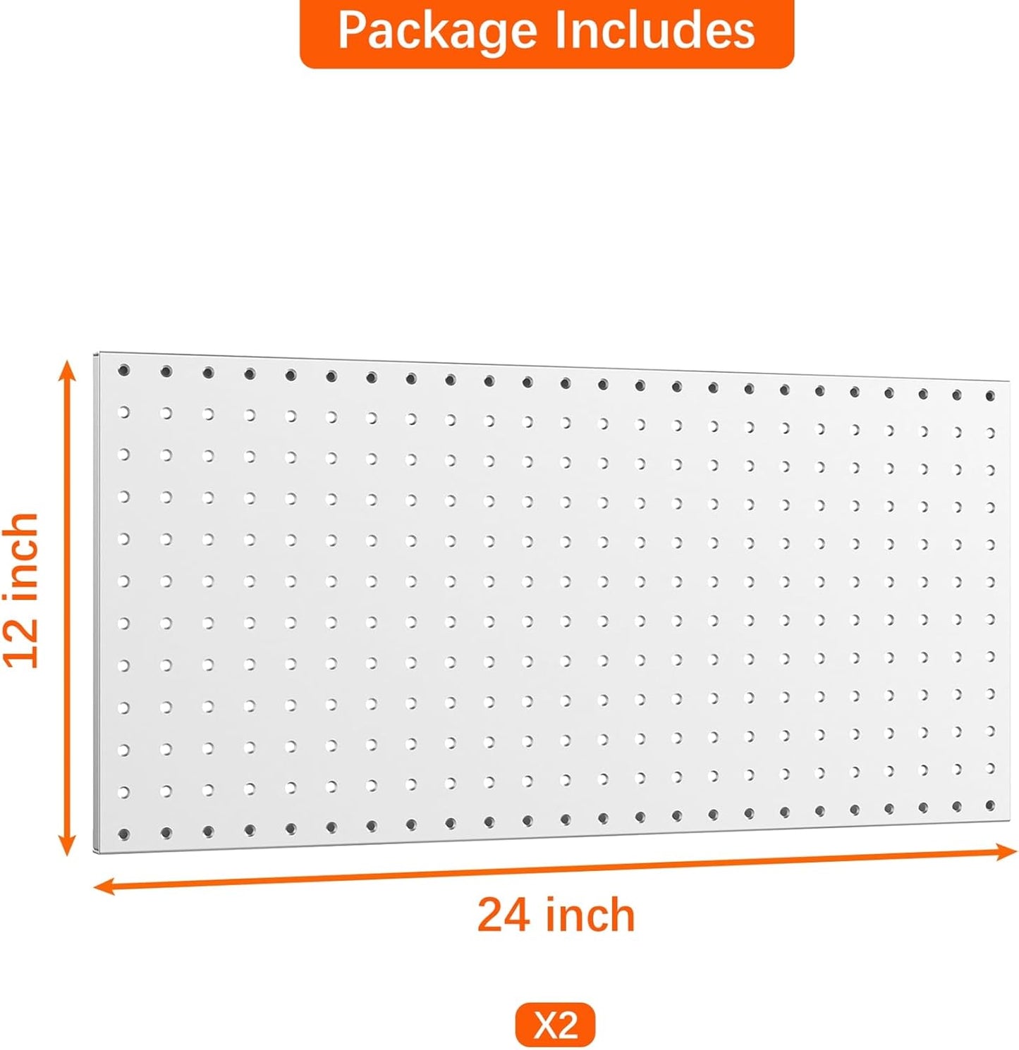WALMANN Metal Pegboard Panels for Wall Garage Tools Pegboard for Garage, Workbench, Peg Board Tool Organizer Board(Pack of 2, Grey)